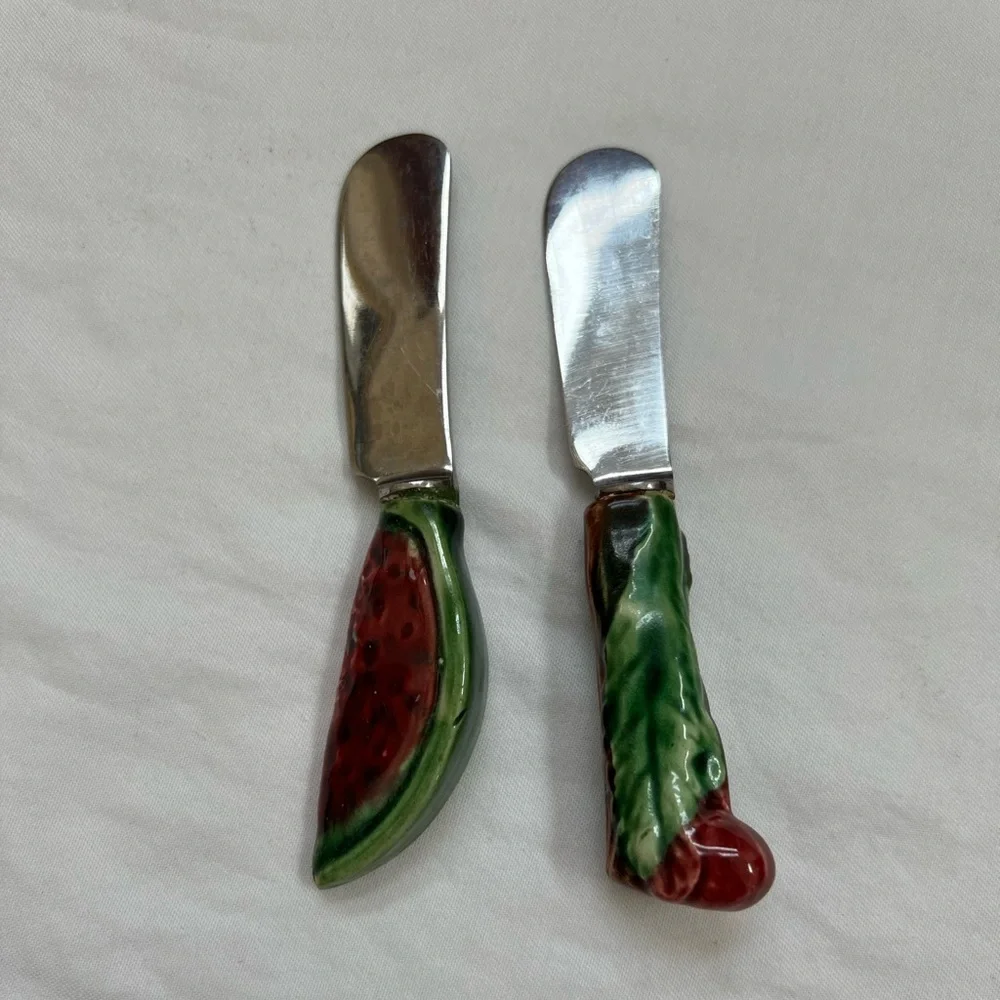 Goodfriend Spreaders Knife Cheese Server Spatula (2) Watermelon & Leaf